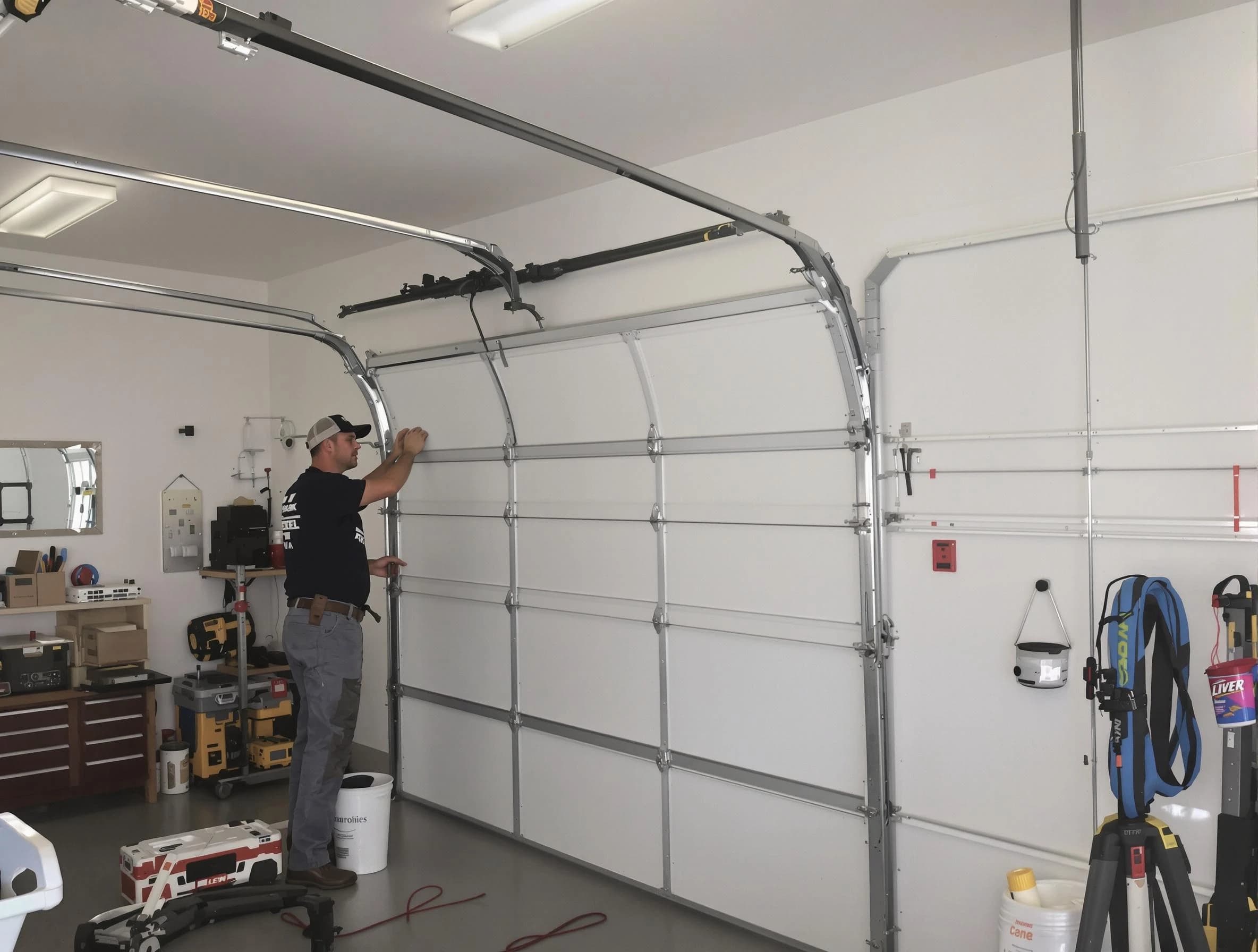 Springville Garage Door Repair team installing new garage door in Springville