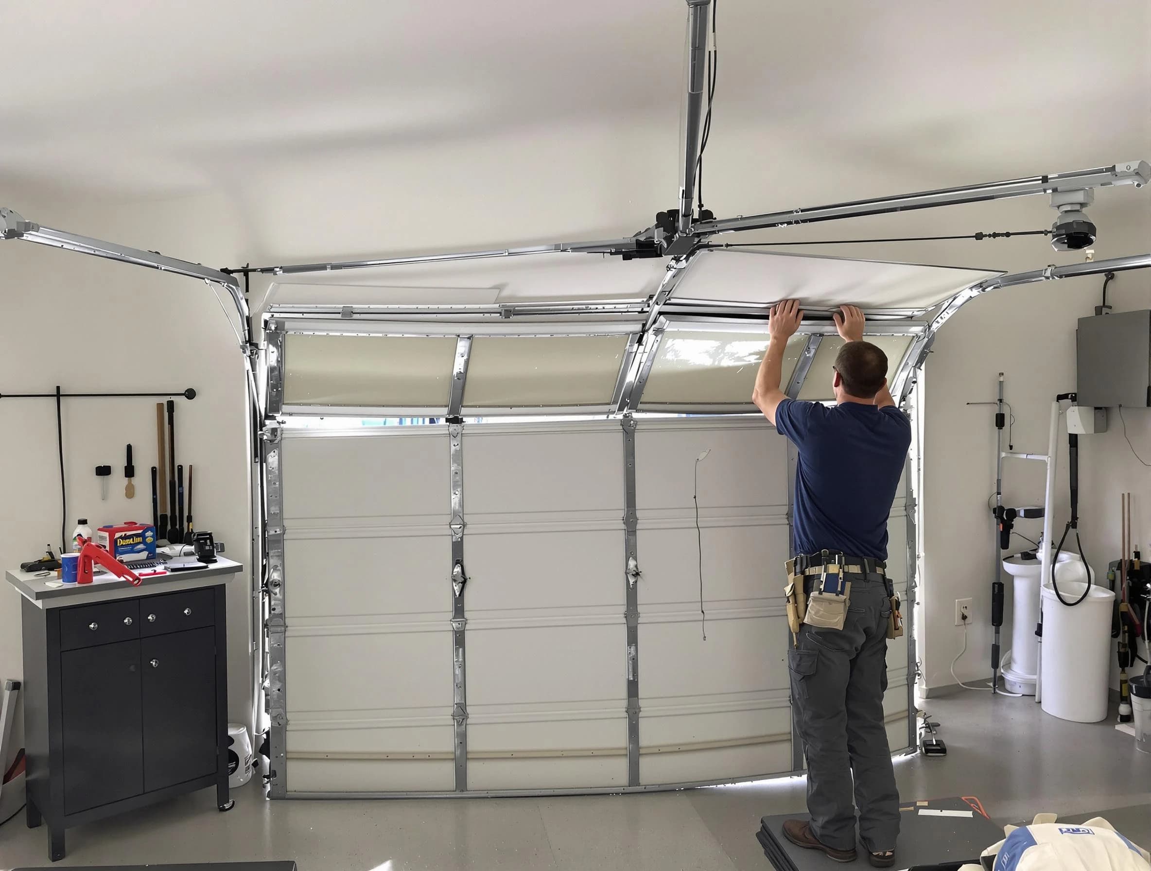 Springville Garage Door Repair specialist performing precise section replacement on Springville garage door