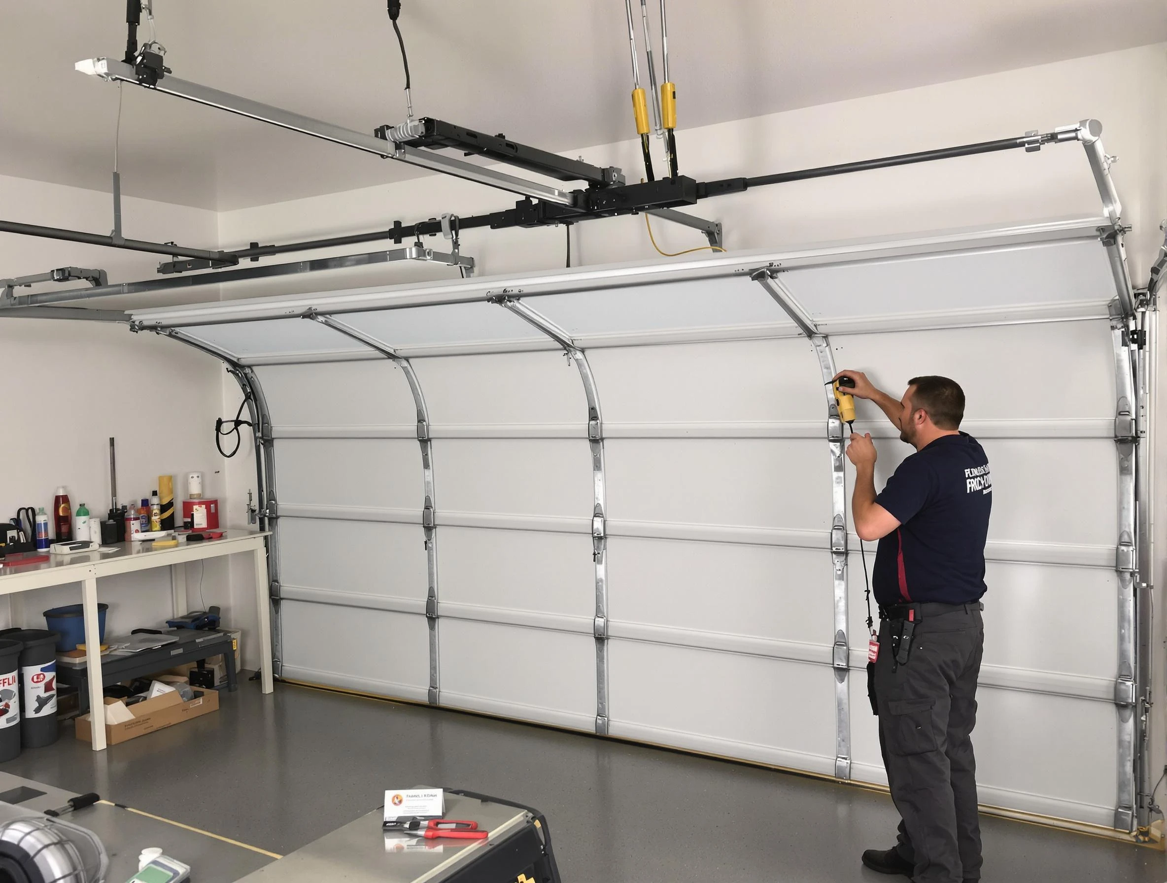 Springville Garage Door Repair certified technician performing overhead door system repair in Springville