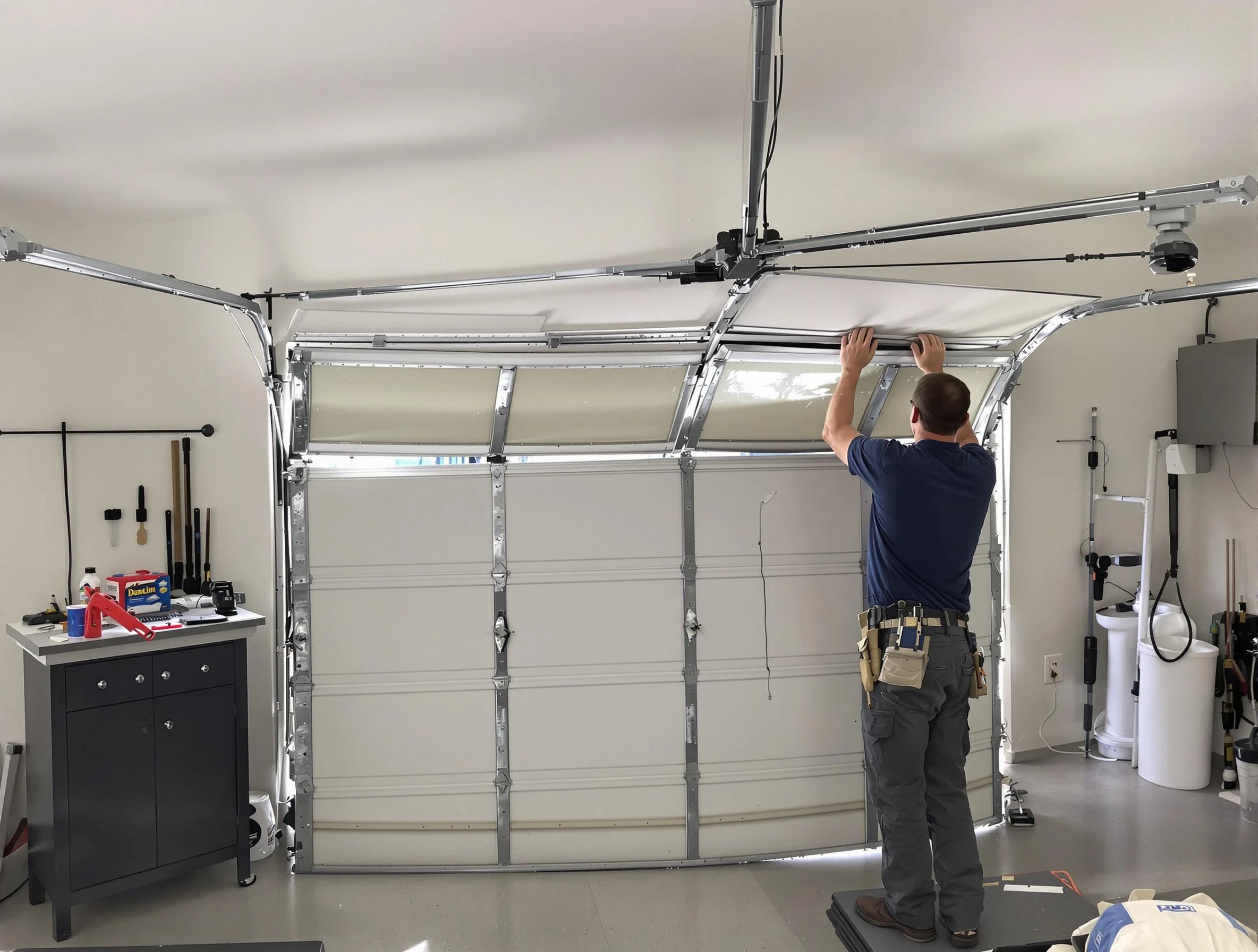 Springville Garage Door Repair specialist performing precise section replacement on Springville garage door