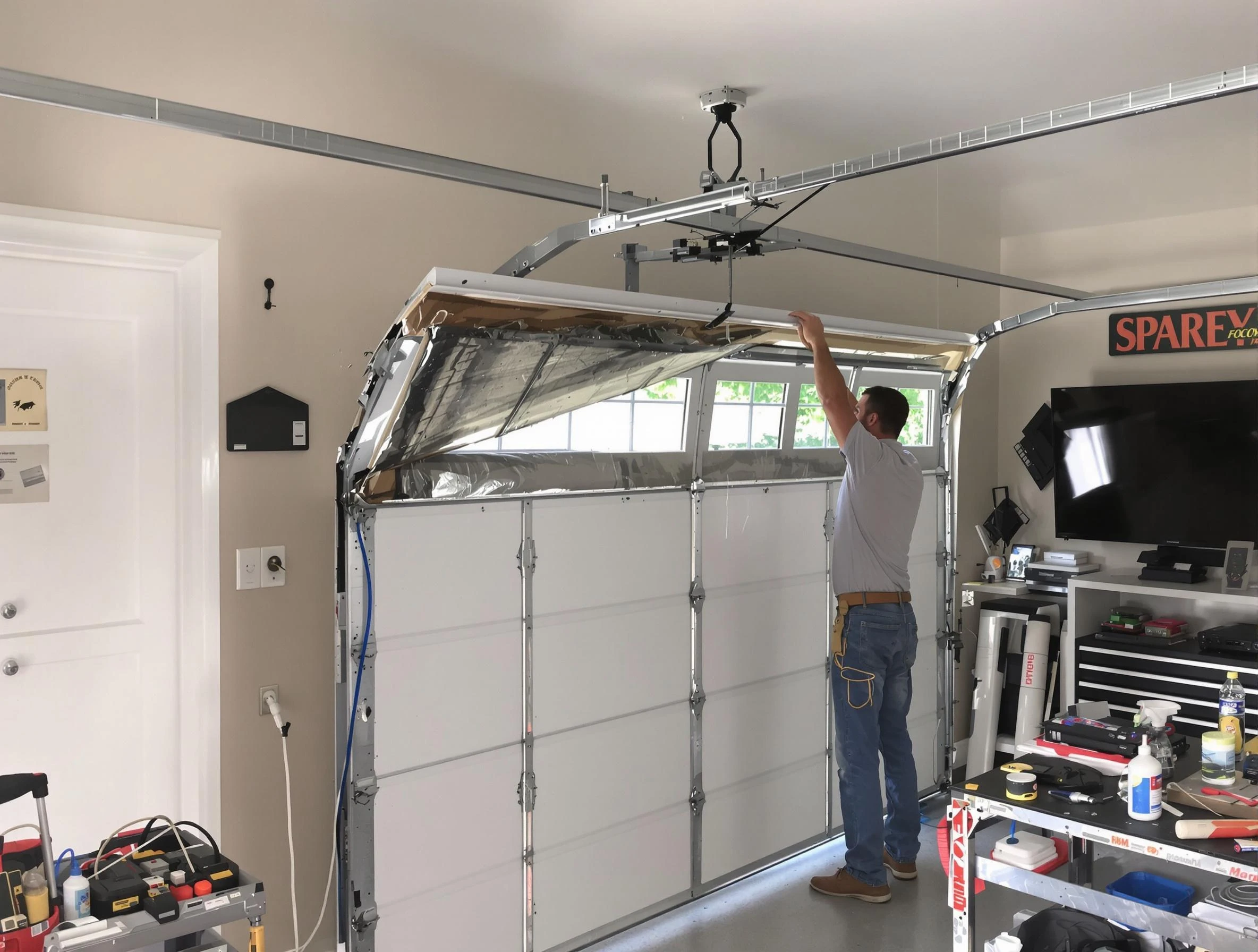 Garage door section replacement by Springville Garage Door Repair in Springville